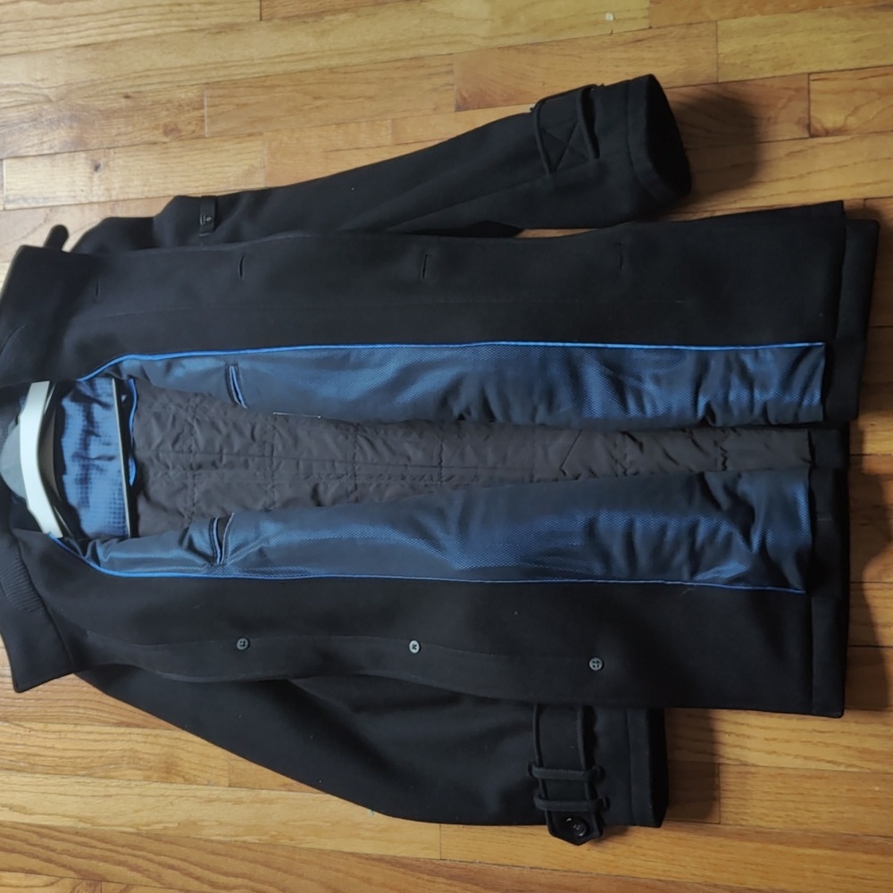 Wool Coat, Strellson, Men size M, Italian wool, black